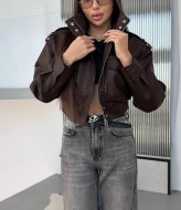 Укорочена куртка зі штучної шкіри INNA-07A1200