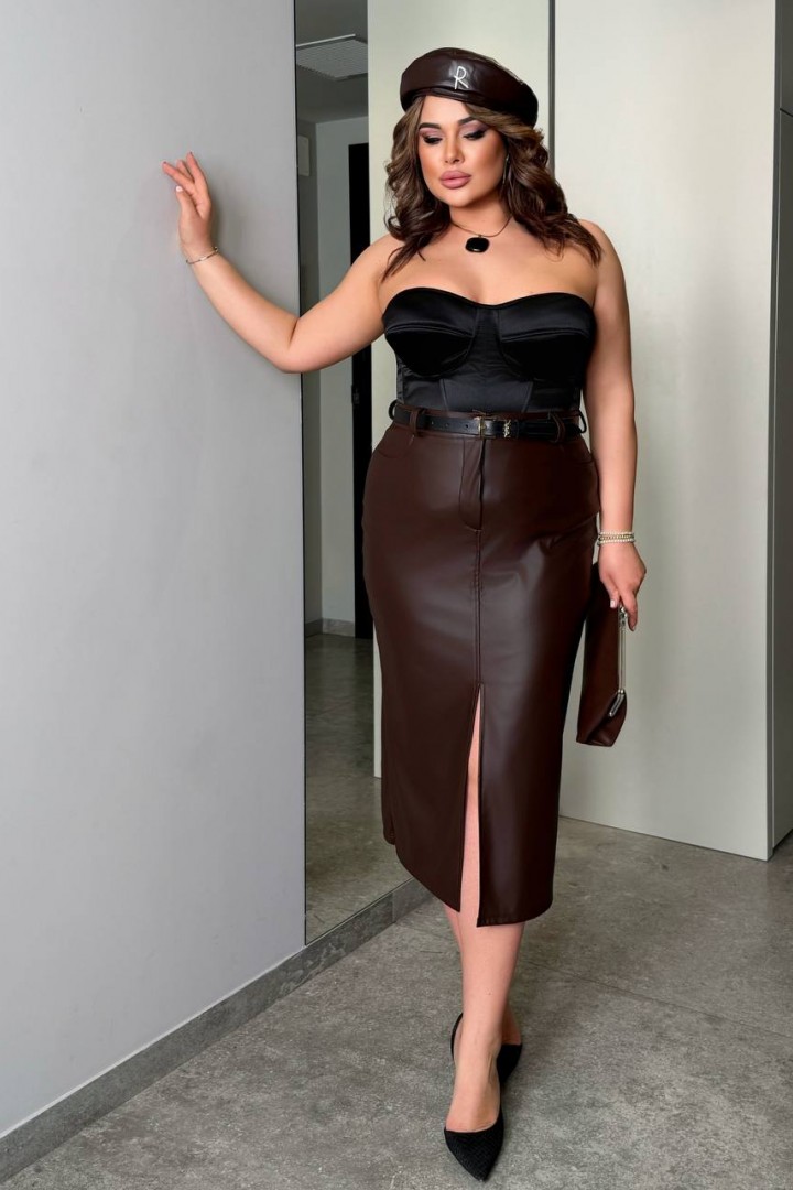 Кожаная юбка с разрезом DV-AR5518A480