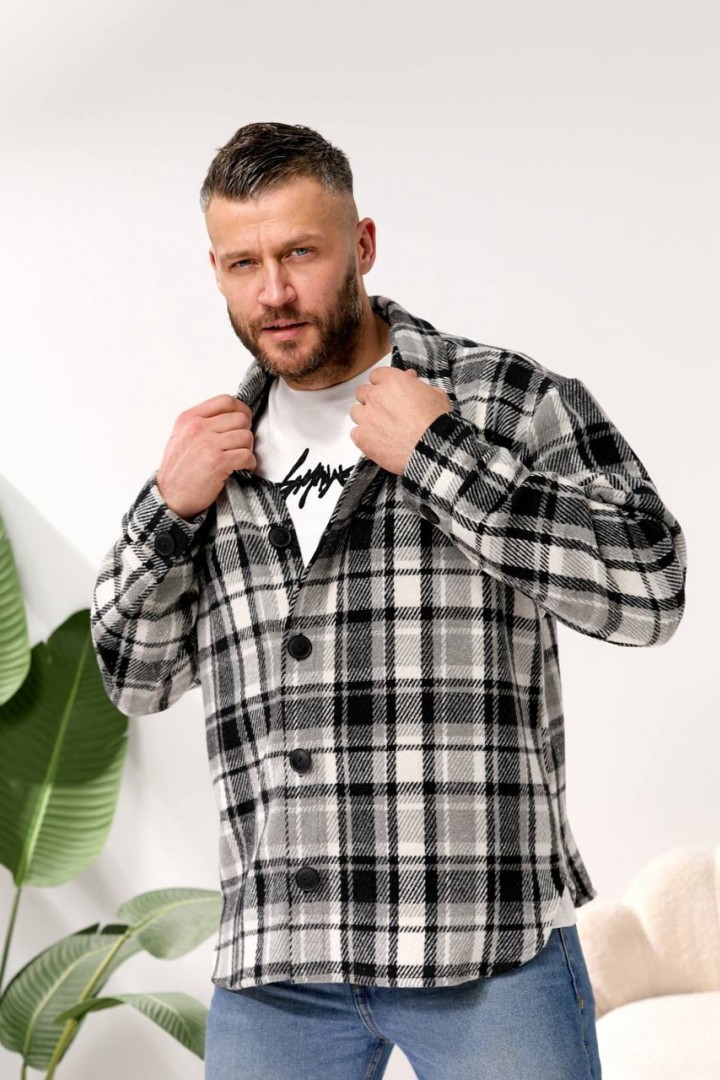 Теплая мужская рубашка в клетку MIK-1703A570