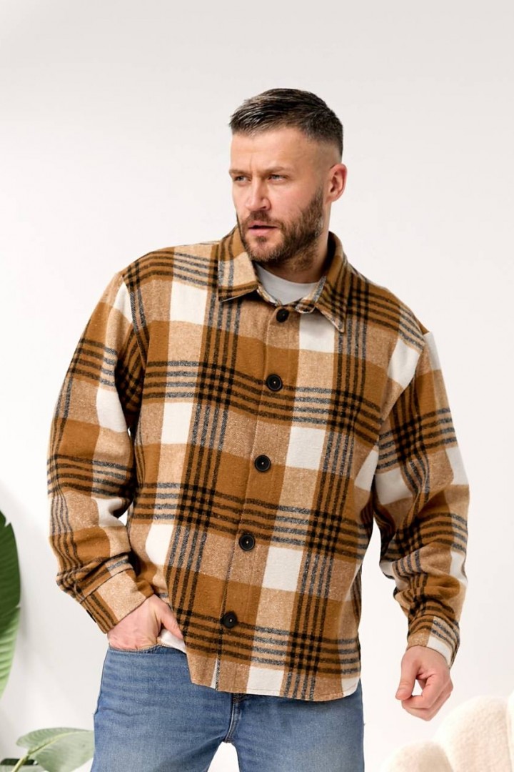 Теплая мужская рубашка в клетку MIK-1703A570