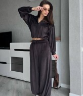 Велюровий костюм з укороченим худі MIK-2498A630