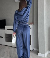 Велюровий костюм з укороченим худі MIK-2498A630