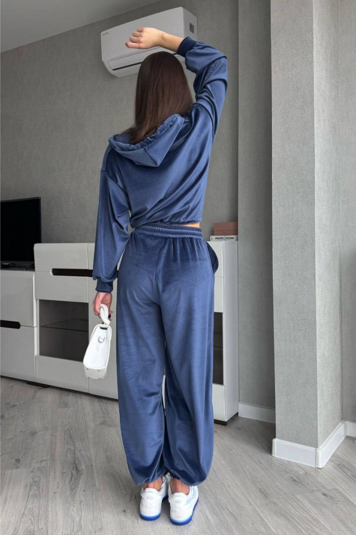 Велюровий костюм з укороченим худі MIK-2498A630