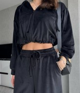 Велюровий костюм з укороченим худі MIK-2498A630