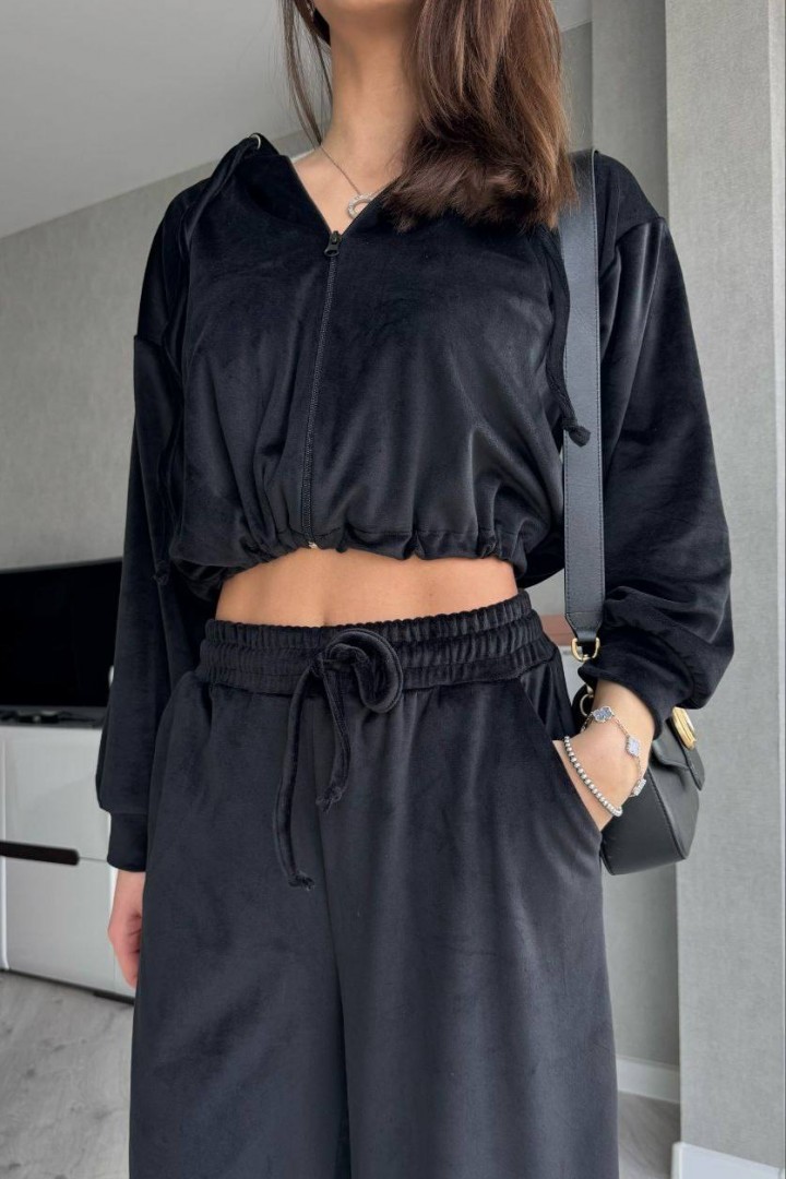 Велюровий костюм з укороченим худі MIK-2498A630