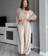 Велюровий костюм з укороченим худі MIK-2498A630