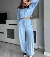 Велюровий костюм з укороченим худі MIK-2498A630