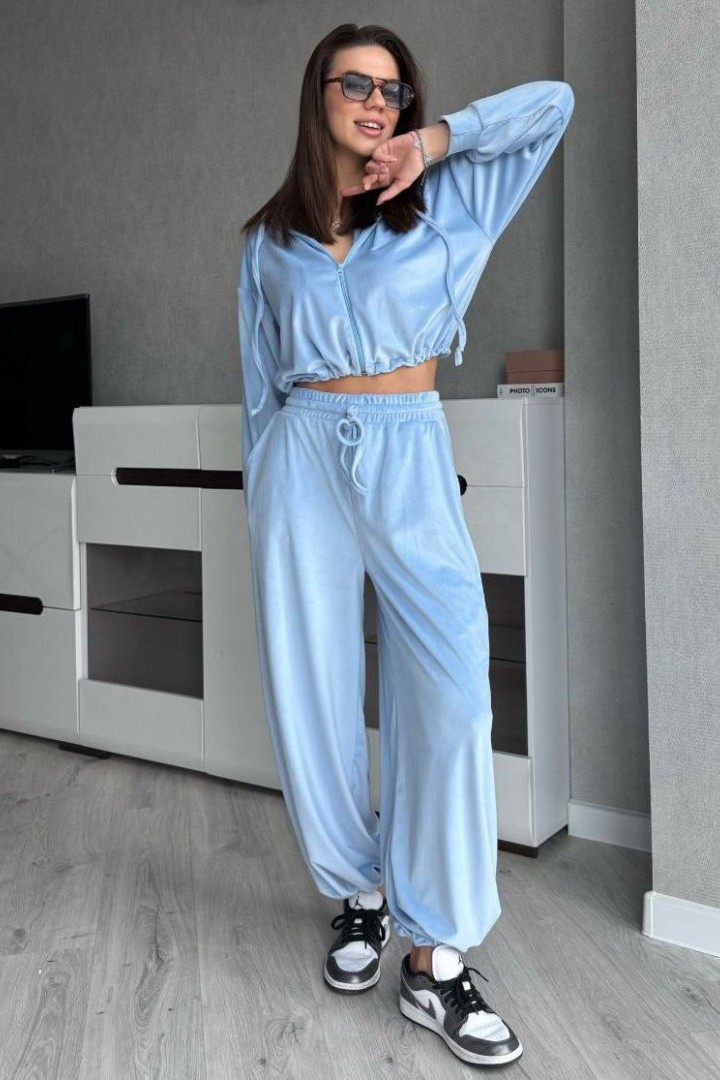 Велюровий костюм з укороченим худі MIK-2498A630