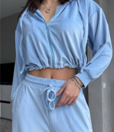 Велюровий костюм з укороченим худі MIK-2498A630