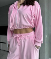 Велюровий костюм з укороченим худі MIK-2498A630