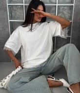 Футболка с кружевом MIK-4263A420