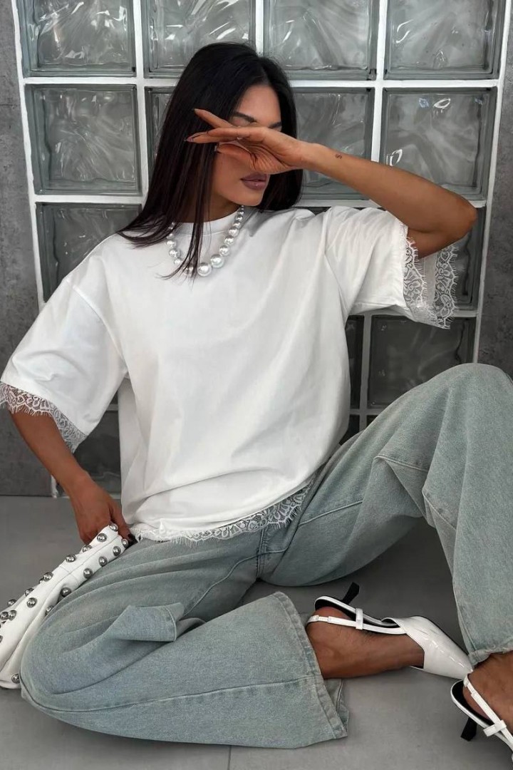 Футболка с кружевом MIK-4263A420