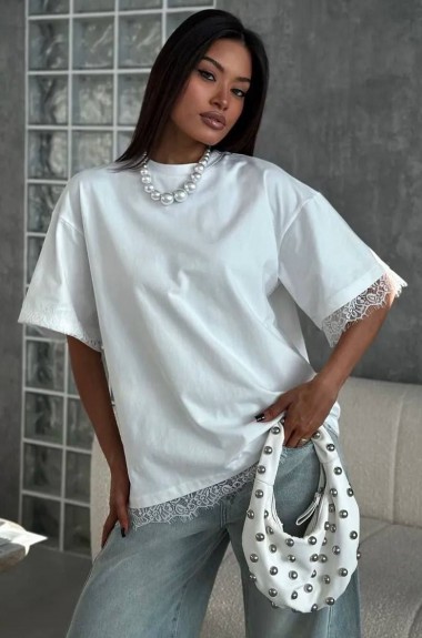 Футболка с кружевом MIK-4263A420