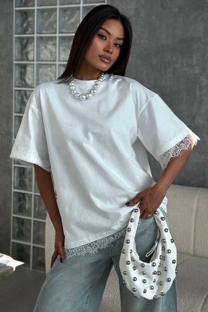 Футболка с кружевом MIK-4263A420