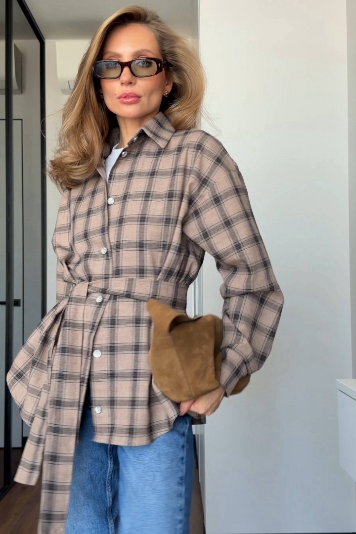 Рубашка с поясом BLO-928A530