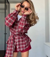 Рубашка с поясом BLO-928A530