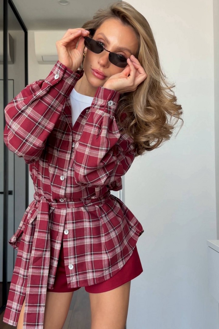 Рубашка с поясом BLO-928A530