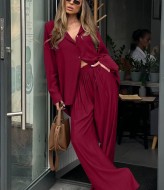 Женский брючный костюм с широкими брюками  IN-912A600