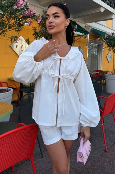 Льняной костюм с шортами женский  MIY-1063A550