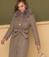 Женское пальто "Вива" с натуральным мехом песца YO-2308A500