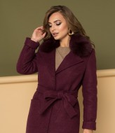 Женское пальто "Вива" с натуральным мехом песца YO-2308A500