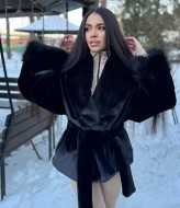 Женская шуба с меховыми манжетами JAD-019A1599
