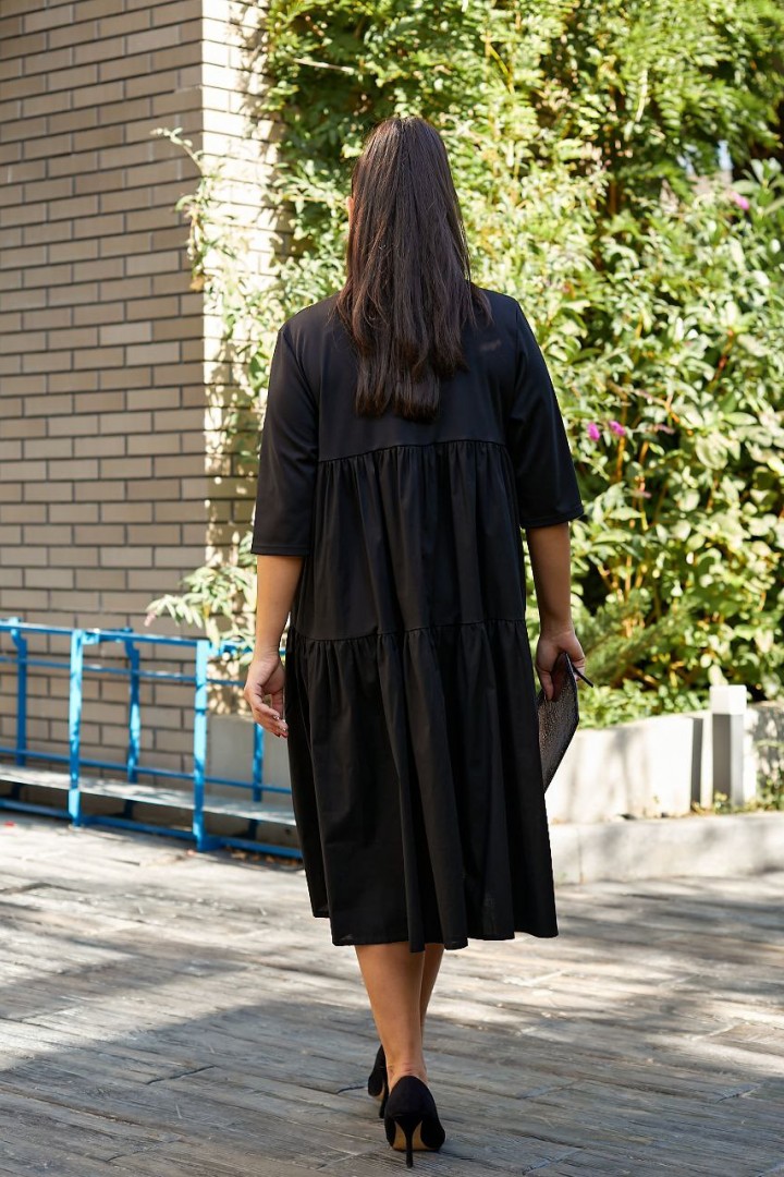 Платье черное свободное AZ-8135A16