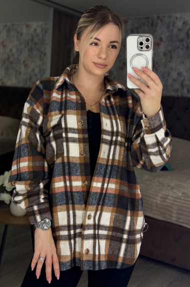 Женская теплая рубашка в клетку  MIS-197A480 Женская теплая рубашка в клетку  MIS-197A480