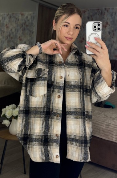 Женская теплая рубашка в клетку  MIS-197A480 Женская теплая рубашка в клетку  MIS-197A480