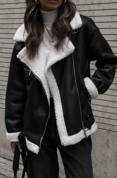 Дубленка черная короткая ANN-613A1600