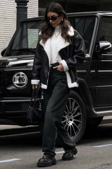 Дубленка черная короткая ANN-613A1600