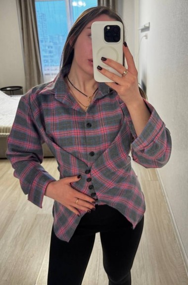 Асимметричная рубашка в клетку INNA-308A590