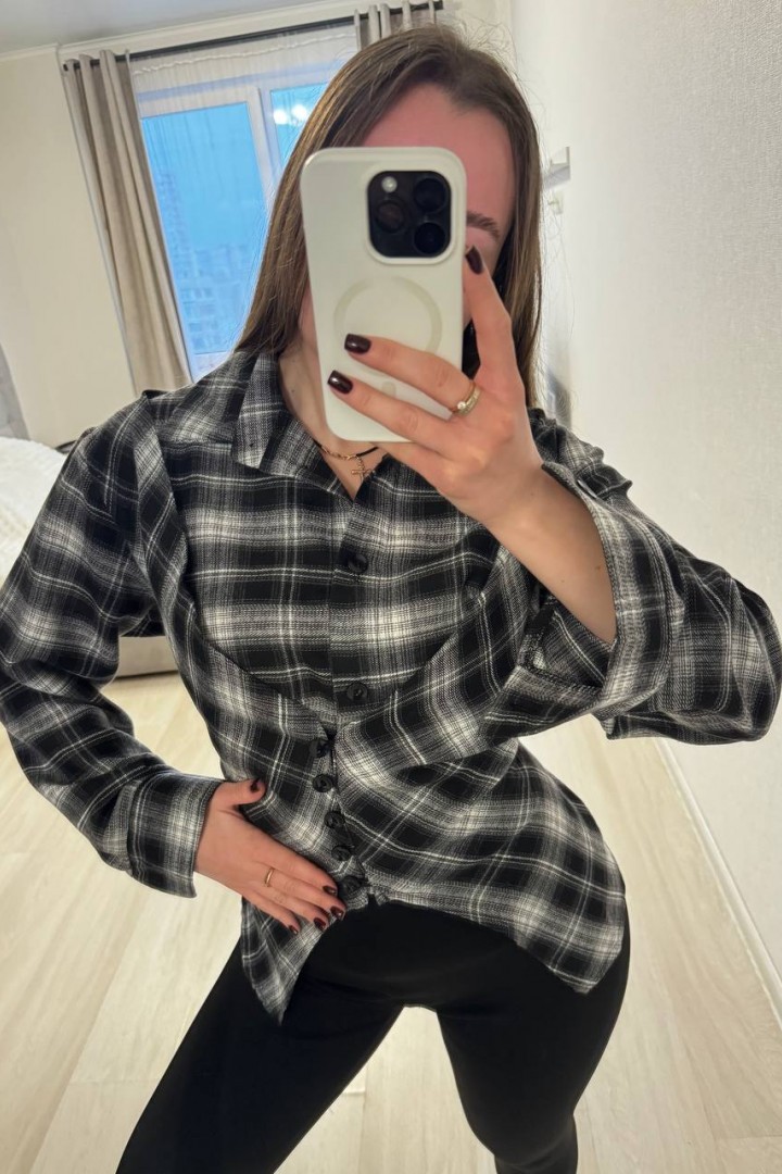 Асимметричная рубашка в клетку INNA-308A590