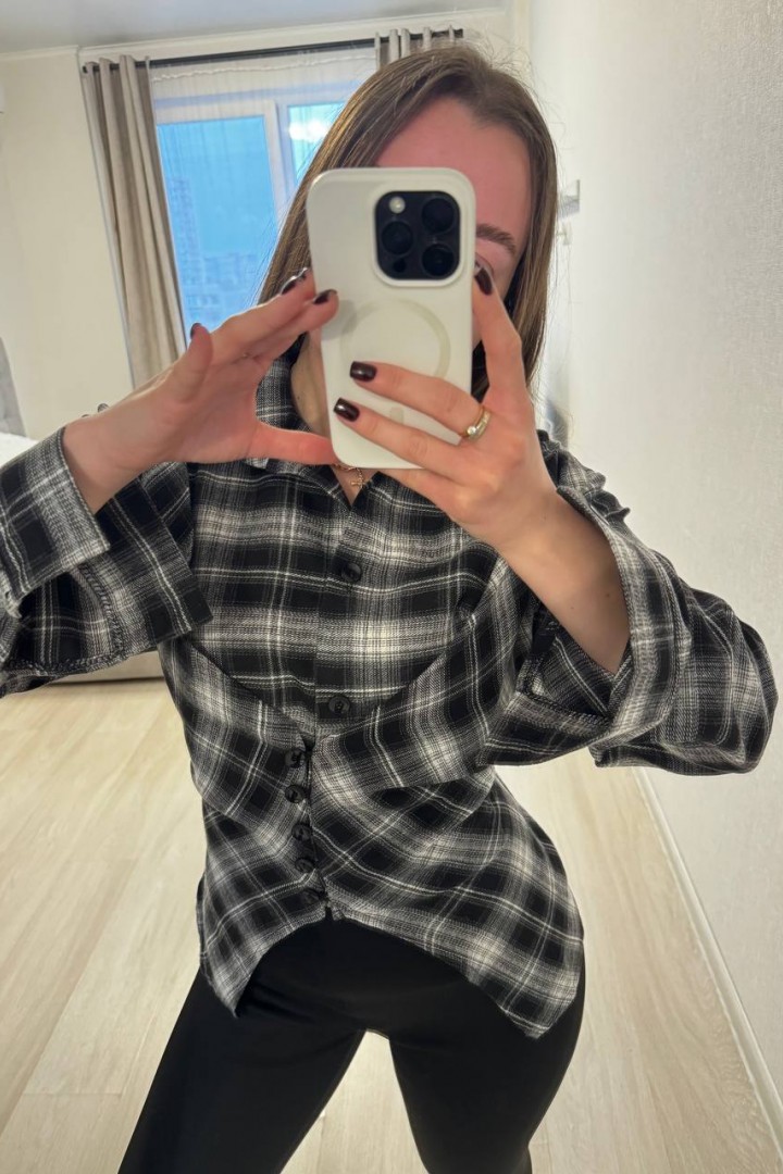 Асимметричная рубашка в клетку INNA-308A590