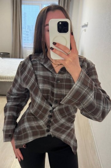 Асимметричная рубашка в клетку INNA-308A590