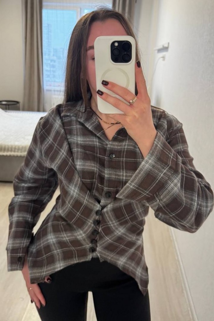 Асимметричная рубашка в клетку INNA-308A590