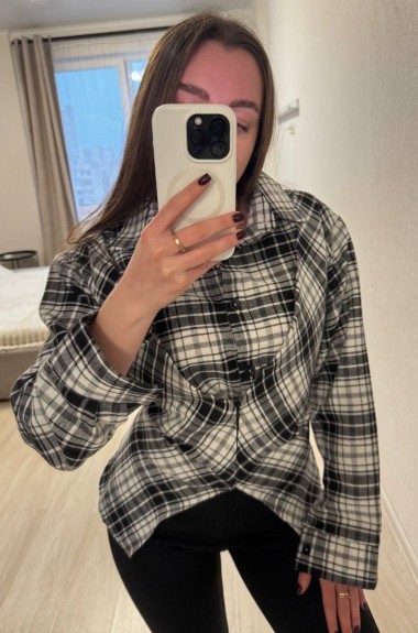 Фланелевая рубашка с акцентом на талию INNA-309A590