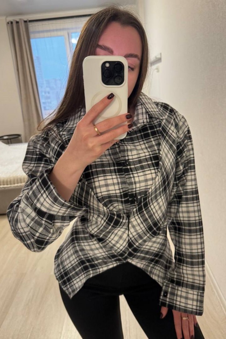 Фланелевая рубашка с акцентом на талию INNA-309A590