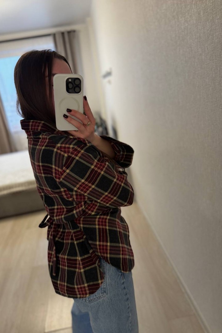 Фланелевая рубашка с акцентом на талию INNA-309A590