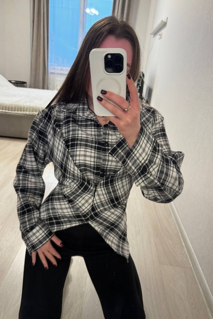 Фланелевая рубашка с акцентом на талию INNA-309A590