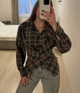 Фланелевая рубашка с акцентом на талию INNA-309A590