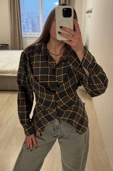 Фланелева сорочка з акцентом на талію INNA-309A590