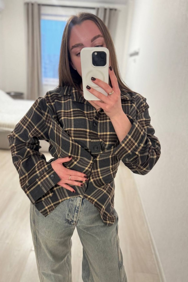 Фланелевая рубашка с акцентом на талию INNA-309A590