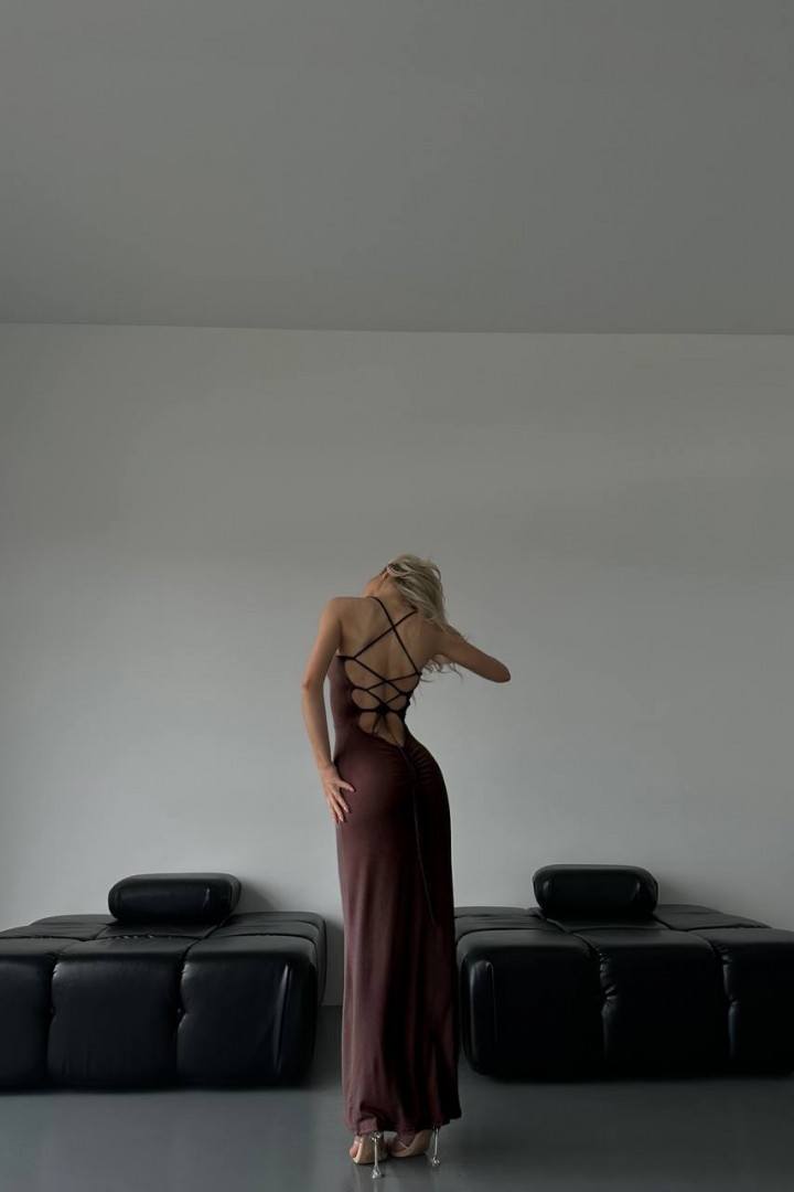 Платье длинное с разрезом SAO-139A350