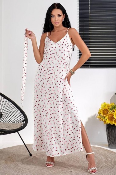 Шелковый сарафан с нежным принтом MIK-1639A360