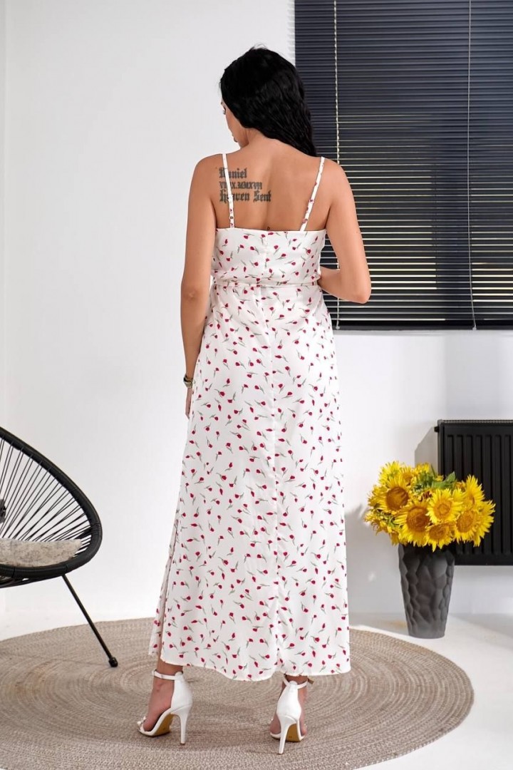 Шелковый сарафан с нежным принтом MIK-1639A360