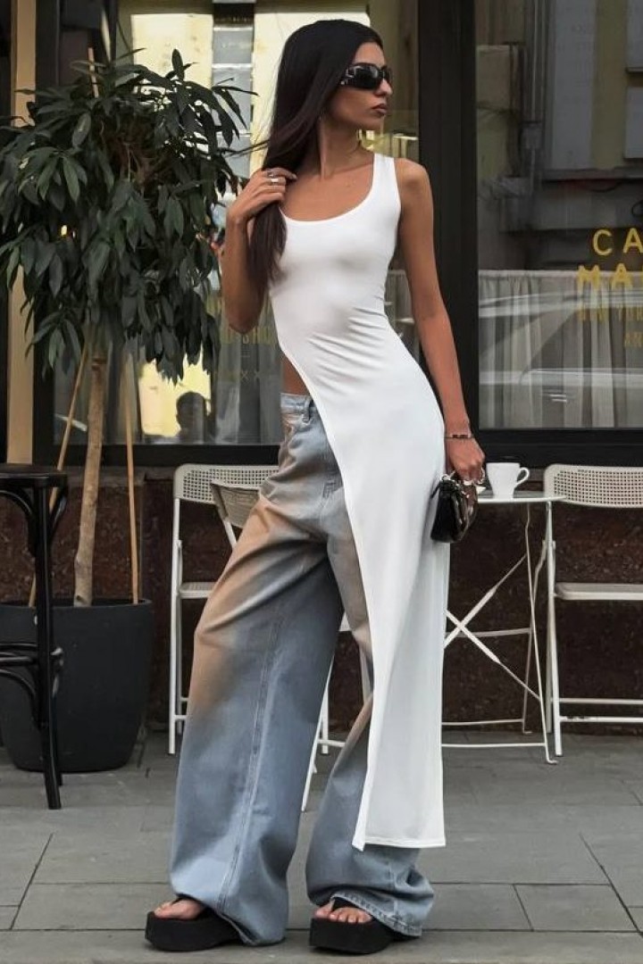 Стильная удлиненная майка MUS-115A320