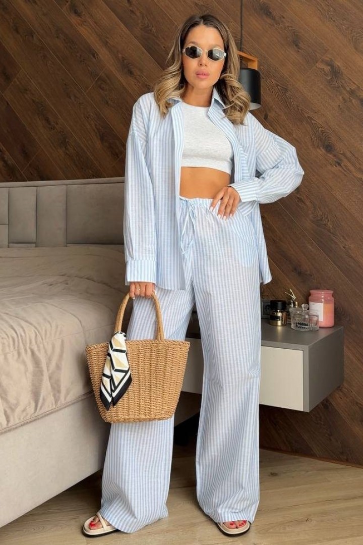 Костюм у піжамному стилі у смужку RAB-676A669