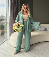 Шелковый брючный костюм женский  YM-7082.9A14