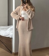 Теплый женский костюм с юбкой  MOK-634A950